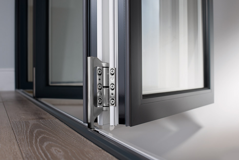 bifold door threshold closeup