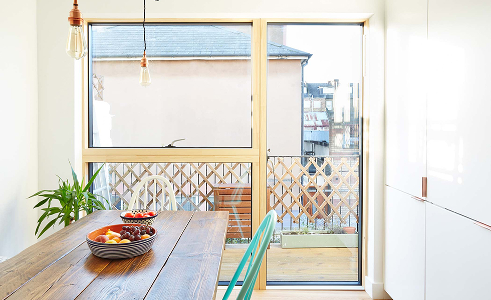 modern timber windows in kitchen
