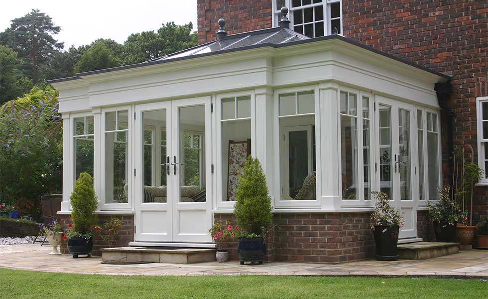 Brick and timber conservatory
