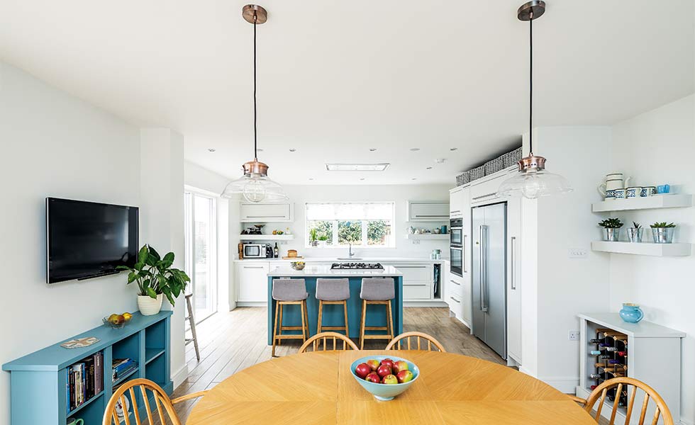 Modern open plan kitchen diner