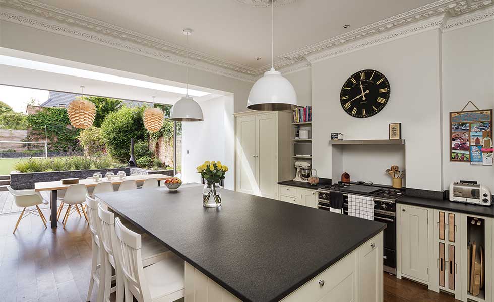Open plan kitchen diner