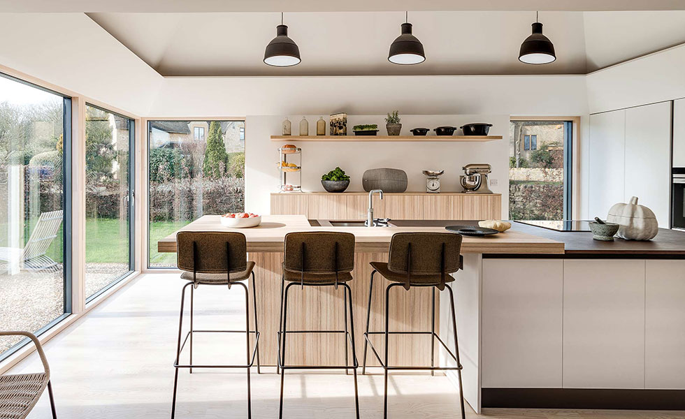 large format windows in kitchen