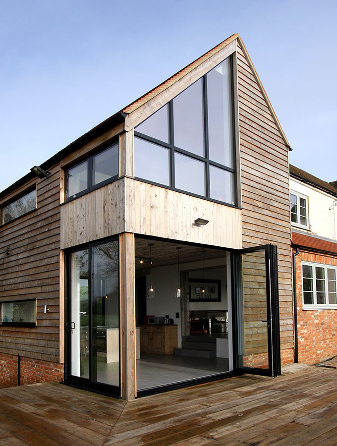 bifold doors in contemporary home exterior