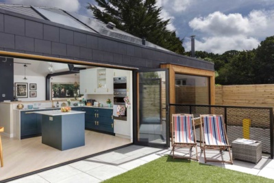 bi fold doors opening kitchen to the garden
