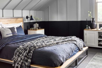 master bedroom suite in loft conversion with sloping ceiling
