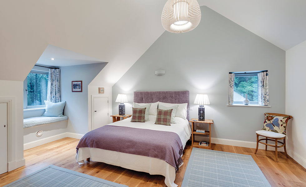 bedroom in house with dormer window