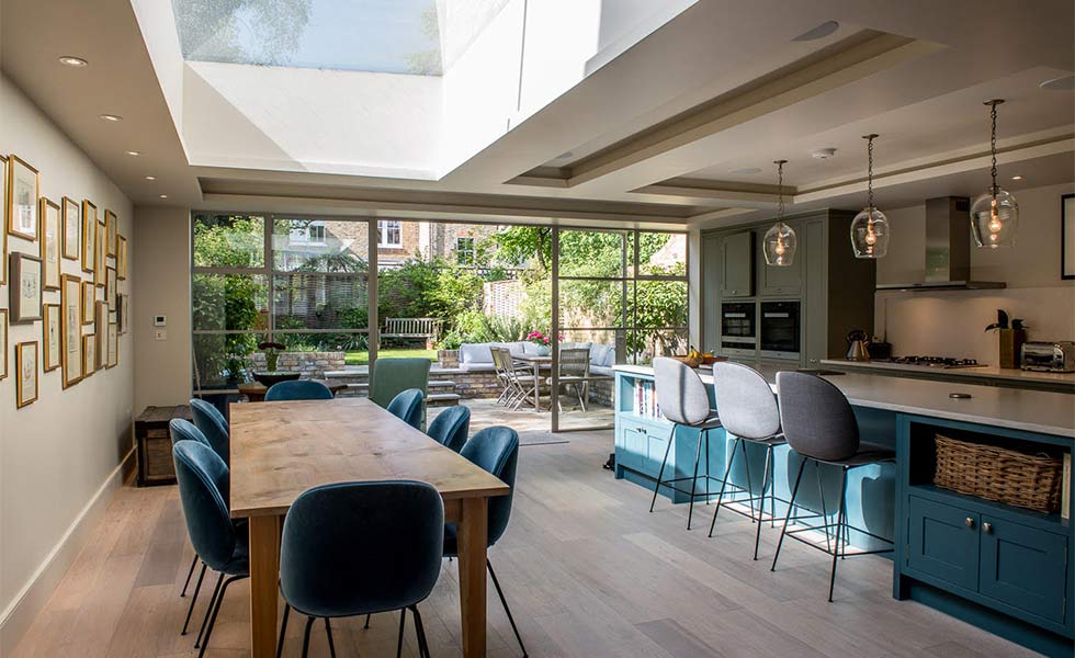 Kitchen extension with sliding glazed doors