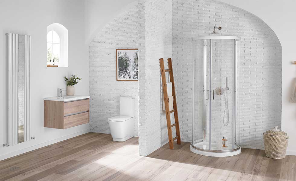Modern bathroom with shower cubicle