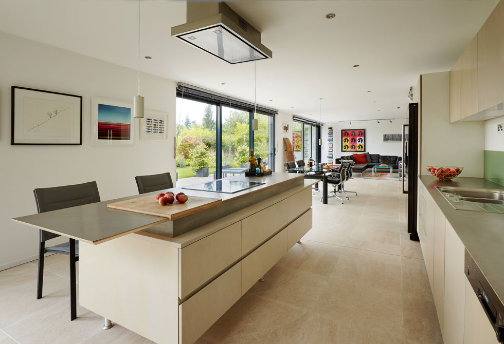 Open plan kitchen-diner-living area
