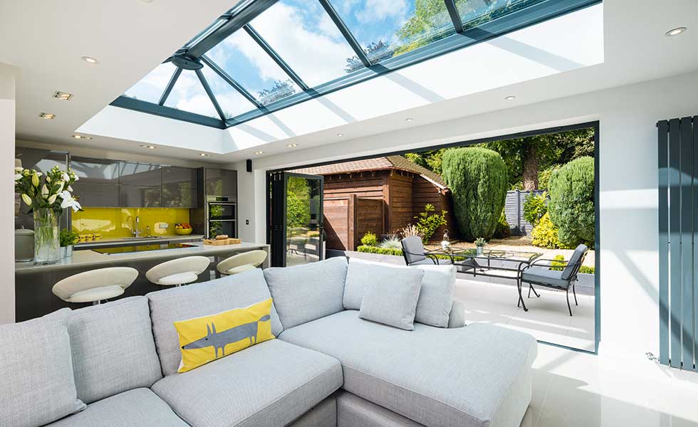 garage conversion with large bifoling dorrs