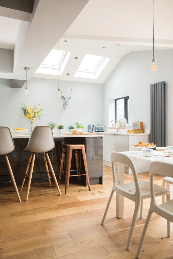 wall units were omitted to maintain an uncluttered look in the new kitchen