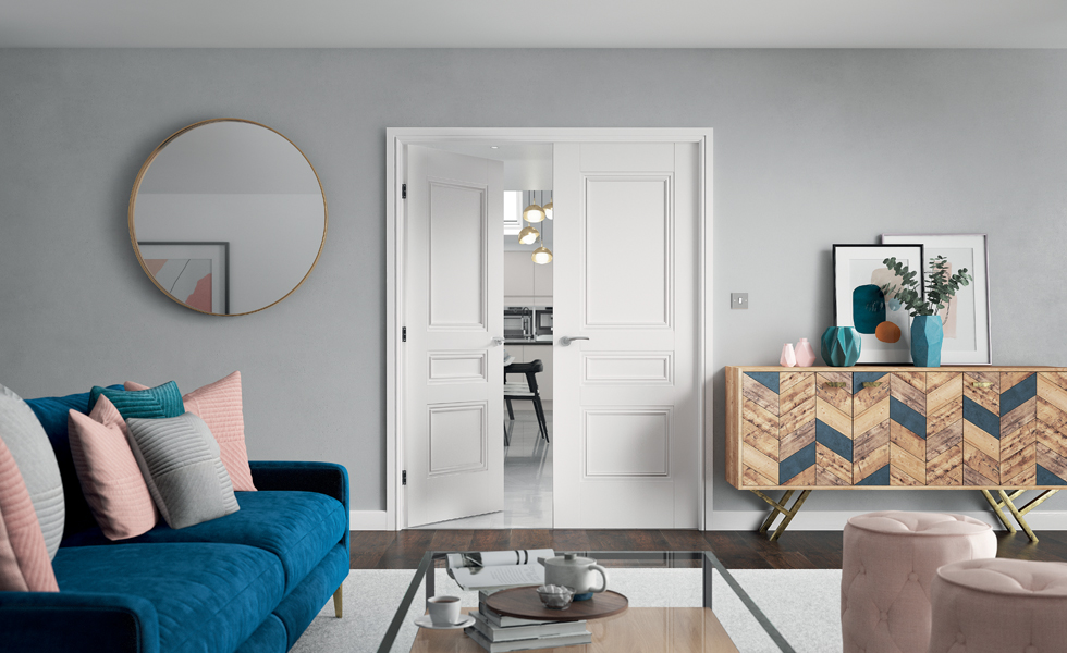 double internal doors in white