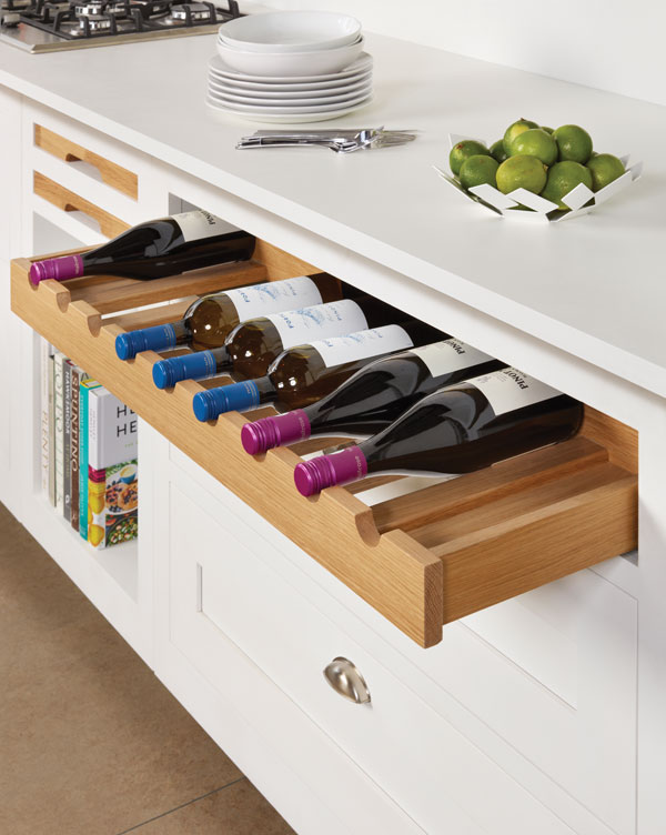 Instead of a wine rack, why not opt for a wine drawer?