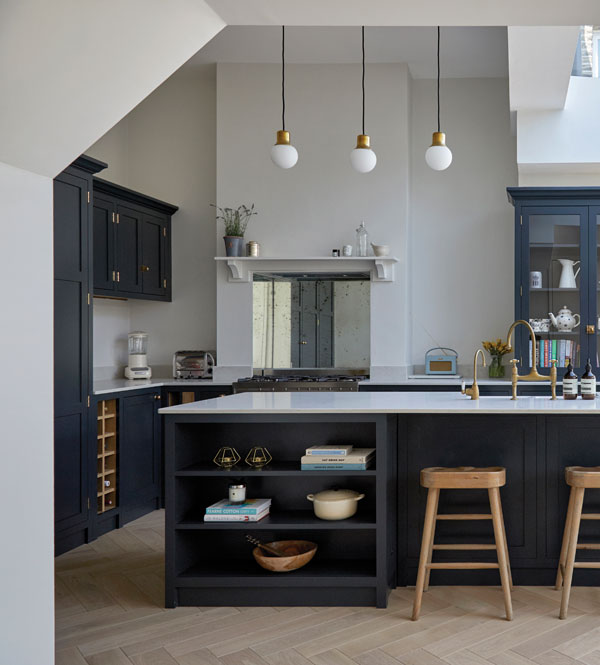 Consider a built-in bookcase as part of your kitchen to provide a space to store cookbooks