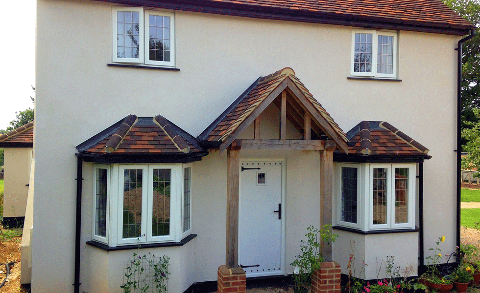 cottage with traditional door