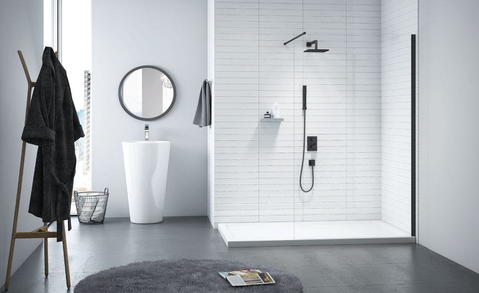 Contemporary bathroom with walk-in shower