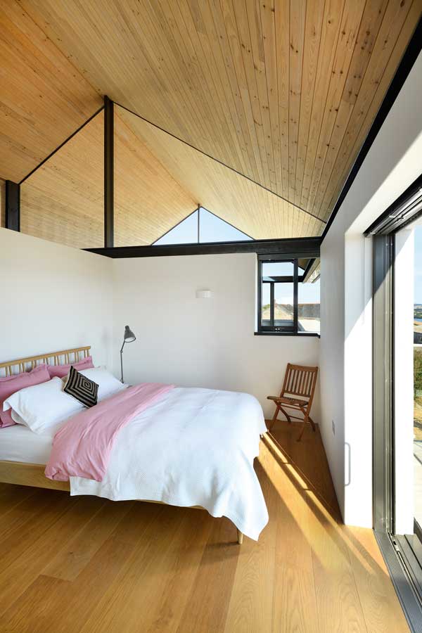 bedroom with vaulted ceiling