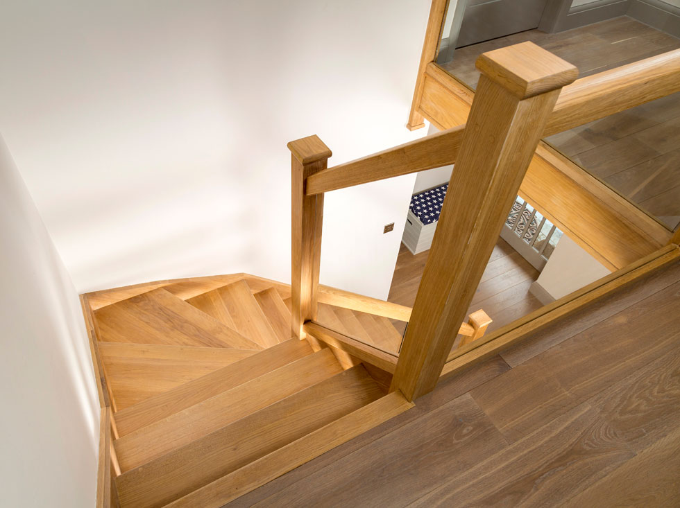 three tread winder on timber staircase