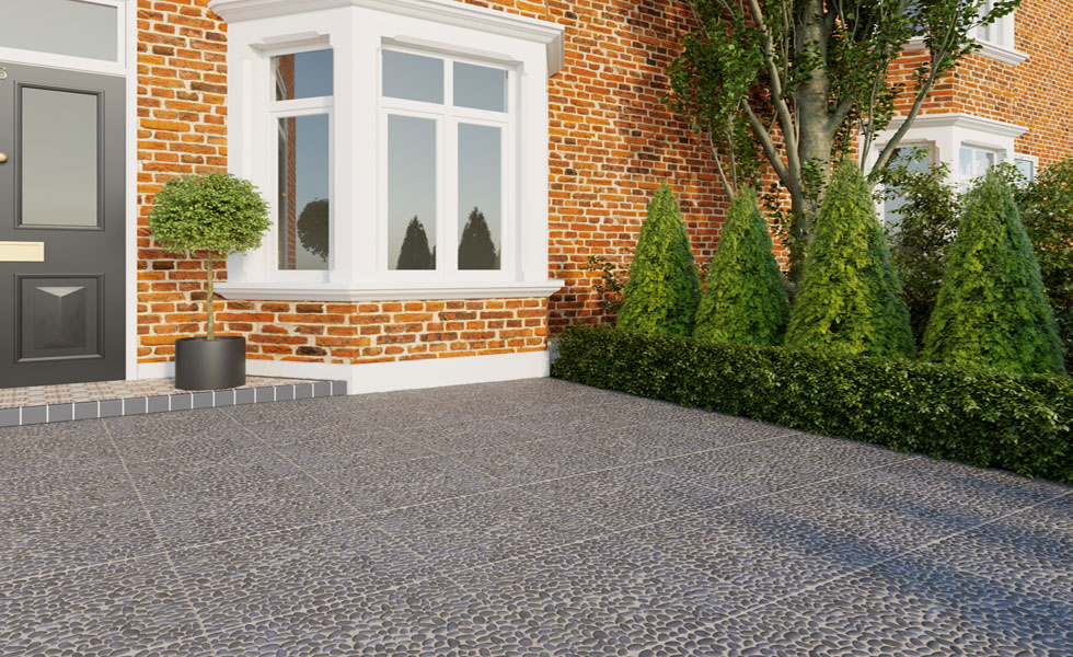 Paved driveway terraced house