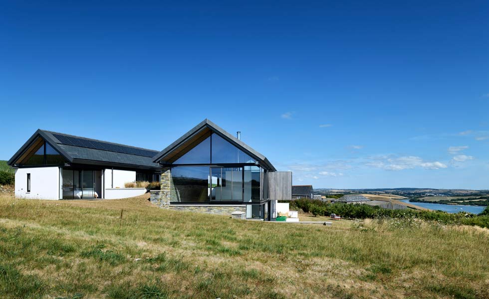 Contemporary house with sea views and glazed gables