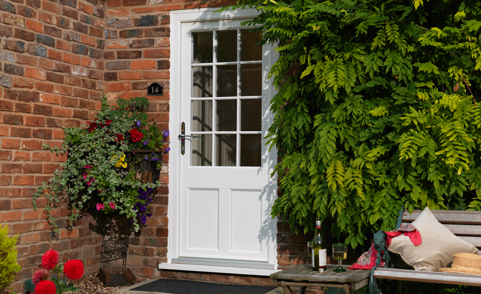 traditional georgian glazed door on cottage