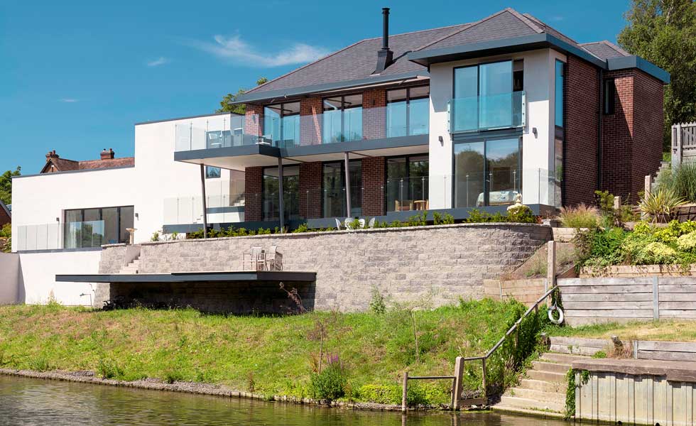 contemporary self build home on a riverside plot