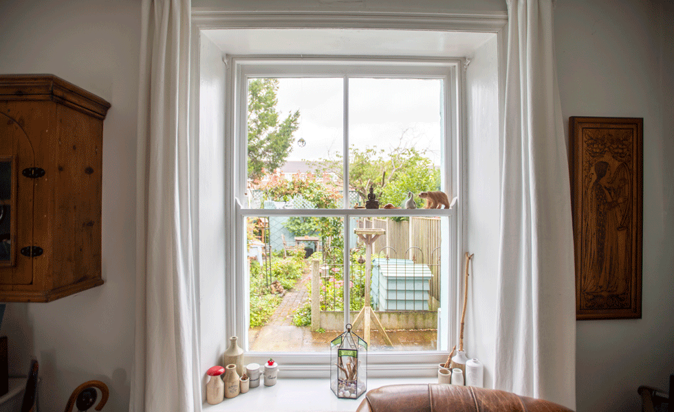 repaired timber sash window