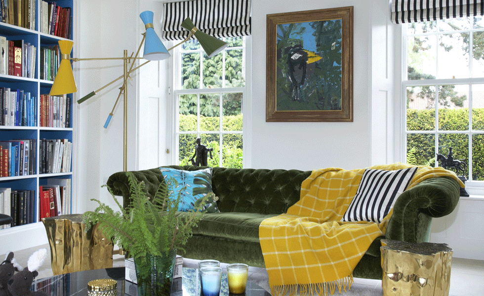 modern living room with sash windows