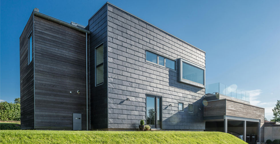 Contemporary slate clad house