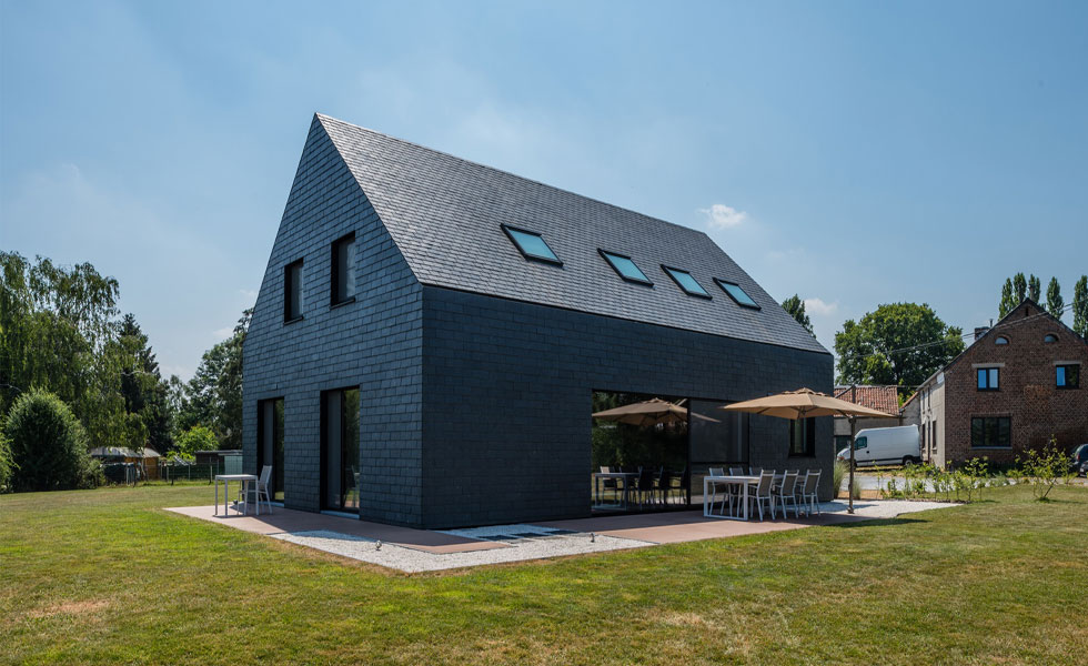 Contemporary slate clad house