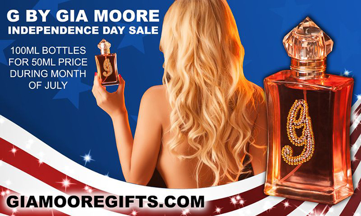 Gia Moore is celebrating the Fourth of July all month long with a special sale on G for Gia perfumes