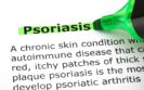 A section of a dictionary definition of psoriasis with a green highlighter highlighting the beginning to illustrate new research into the effectiveness and safety of adalimumab biosimilars in paediatric psoriasis