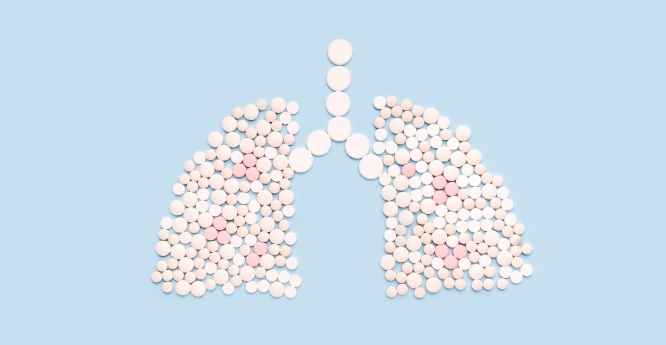 Lungs made of different colour and size pills on blue background to illustrate respiratory infection management sessions at Clinical Excellence in Respiratory Care