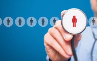 doctor highlighting figure with stethoscope