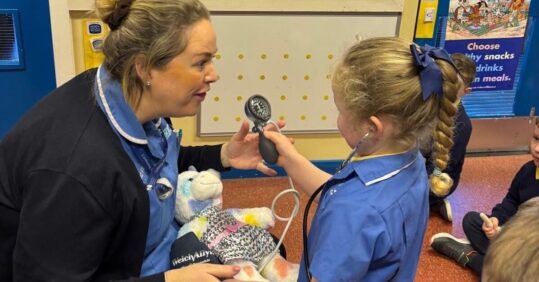 District nursing team use teddy bear clinic to teach children about their role