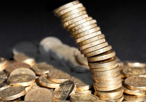 tower of pound coins