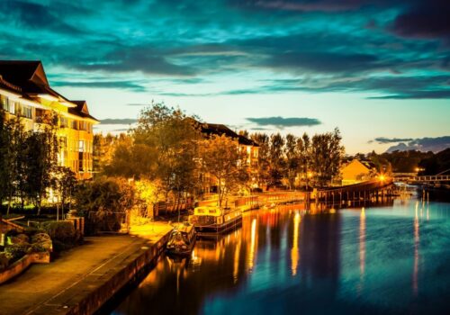 River Thames in Reading, Berkshire at night