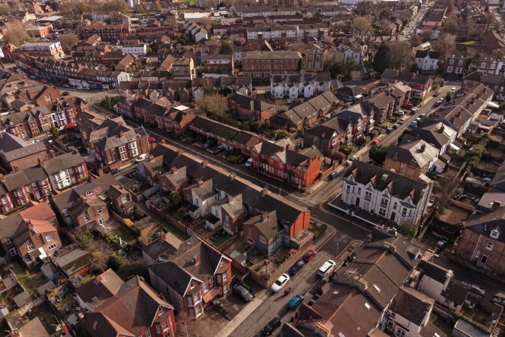 A neighbourhood of houses in the UK.