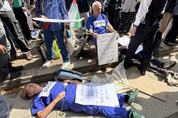 Retired GP among health workers arrested at Palestine Action protest 