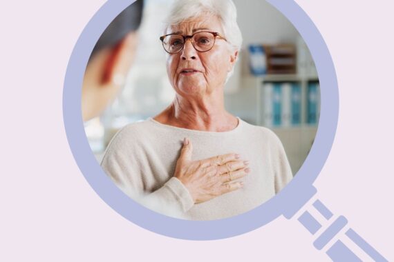 Why is this older woman becoming dizzy and breathless?