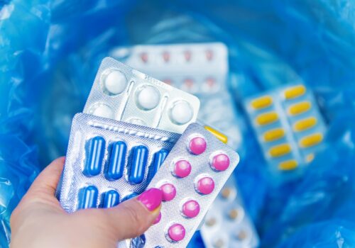 medicine packets in the bin