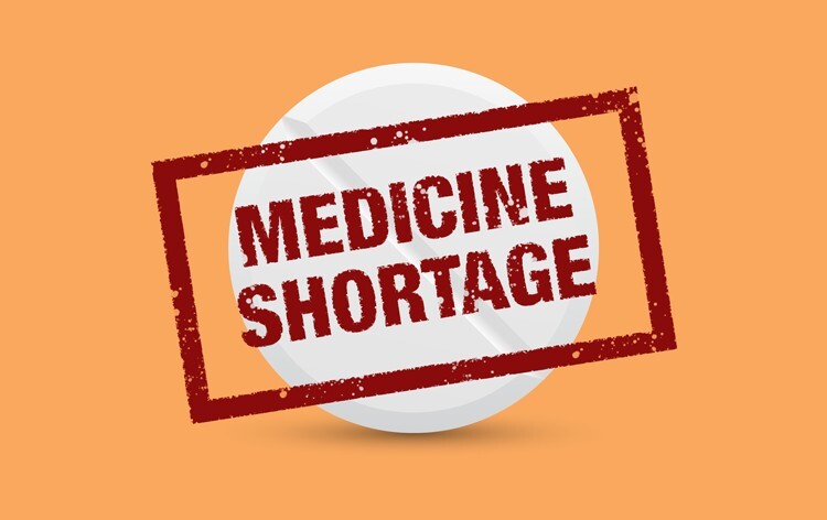 picture of a tablet with a 'medicine shortage' label over the top