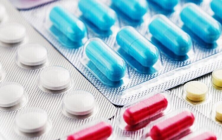 packet of multicoloured tablets