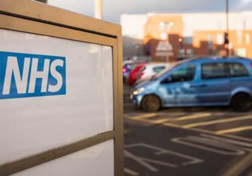 NHS sign in hospital car park