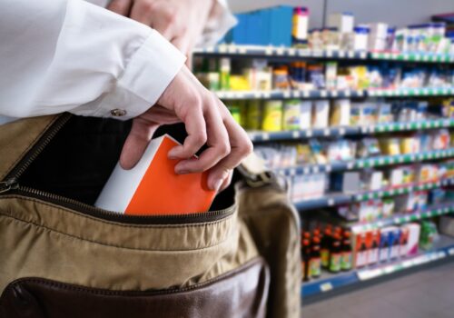 A shoplifter in a pharmacy