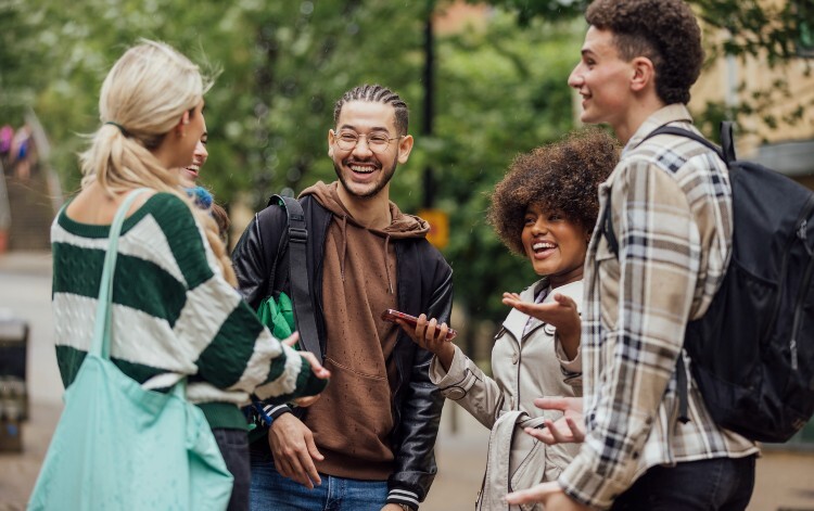 Group of university students smiling