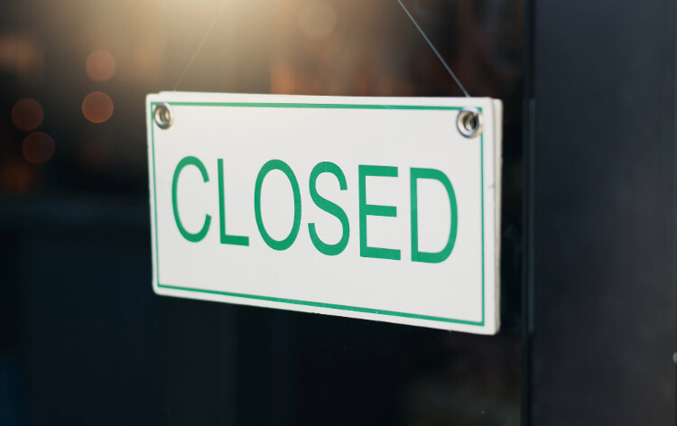 Closed sign in shop window
