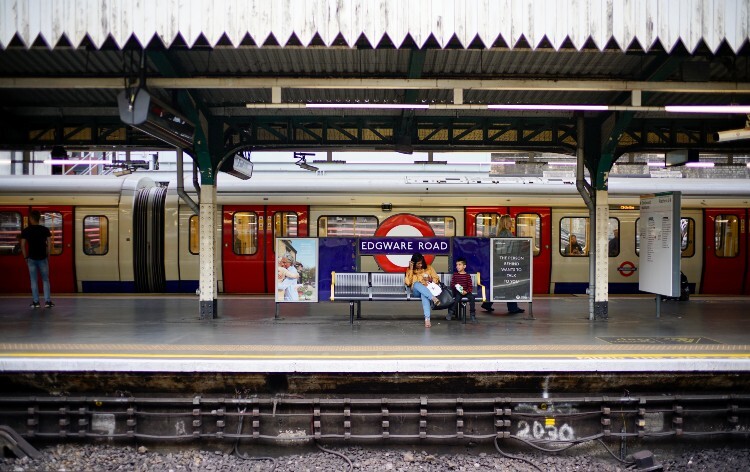Sitting at train platform in Edgware Road Station