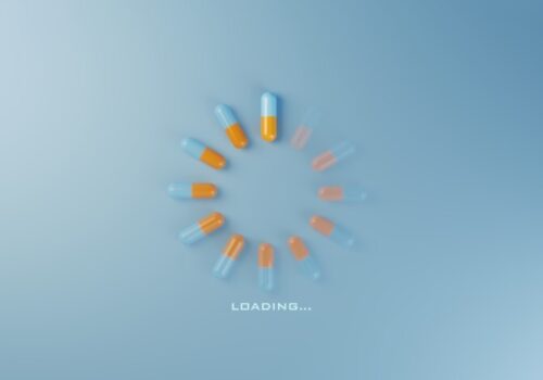Pills that make up a loading sign
