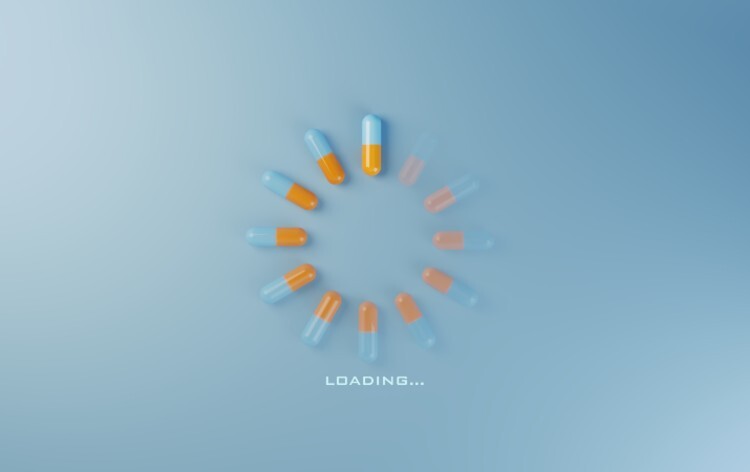 Pills that make up a loading sign